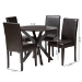 Baxton Studio Asli Modern Espresso Brown Faux Leather and Wood 5-Piece Dining Set - Asli-Dark Brown-5PC Dining Set