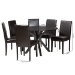 Baxton Studio Asli Modern Espresso Brown Faux Leather and Wood 7-Piece Dining Set - Pinar-Dark Brown-7PC Dining Set