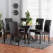 Baxton Studio Asli Modern Espresso Brown Faux Leather and Wood 7-Piece Dining Set - Pinar-Dark Brown-7PC Dining Set