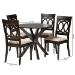 Baxton Studio Jessie Modern Sand Fabric and Dark Brown Finished Wood 5-Piece Dining Set - Jessie-Sand/Dark Brown-5PC Dining Set