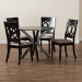 Baxton Studio Jessie Modern Sand Fabric and Dark Brown Finished Wood 5-Piece Dining Set - Jessie-Sand/Dark Brown-5PC Dining Set