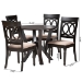 Baxton Studio Angie Modern Sand Fabric and Dark Brown Finished Wood 5-Piece Dining Set - Angie-Sand/Dark Brown-5PC Dining Set