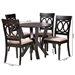Baxton Studio Angie Modern Sand Fabric and Dark Brown Finished Wood 5-Piece Dining Set - Angie-Sand/Dark Brown-5PC Dining Set