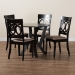 Baxton Studio Angie Modern Sand Fabric and Dark Brown Finished Wood 5-Piece Dining Set - Angie-Sand/Dark Brown-5PC Dining Set