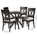 Baxton Studio Jessie Modern Grey Fabric and Dark Brown Finished Wood 5-Piece Dining Set - Jessie-Grey/Dark Brown-5PC Dining Set