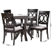 Baxton Studio Angie Modern Grey Fabric and Dark Brown Finished Wood 5-Piece Dining Set - Angie-Grey/Dark Brown-5PC Dining Set