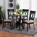 Baxton Studio Angie Modern Grey Fabric and Dark Brown Finished Wood 5-Piece Dining Set - Angie-Grey/Dark Brown-5PC Dining Set