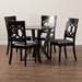 Baxton Studio Angie Modern Grey Fabric and Dark Brown Finished Wood 5-Piece Dining Set - Angie-Grey/Dark Brown-5PC Dining Set