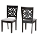 Baxton Studio Abigail Modern Grey Fabric and Dark Brown Finished Wood 2-Piece Dining Chair Set
