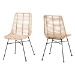 Baxton Studio Manhattan Modern Bohemian Natural Brown Rattan and Black Metal 2-Piece Dining Chair Set
