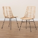 bali & pari Manhattan Modern Bohemian Natural Brown Rattan and Black Metal 2-Piece Dining Chair Set - Manhattan-Rattan/Black-DC