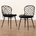bali & pari Sabelle Modern Bohemian Black Finished Rattan and Metal 2-Piece Dining Chair Set - Santa1-Black Rattan-DC