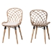 Baxton Studio Sabelle Modern Bohemian Natural Brown Finished Teak Wood and Greywashed Rattan 2-Piece Dining Chair Set