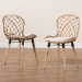 bali & pari Sabelle Modern Bohemian Natural Brown Finished Teak Wood and Greywashed Rattan 2-Piece Dining Chair Set - Santa1-Light Grey Rattan-DC