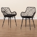 bali & pari Ballerina Modern Bohemian Black Finished Rattan and Metal 2-Piece Dining Chair Set - Balerina1-Black Rattan-DC
