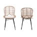 bali & pari Brenna Modern Bohemian Greywashed Rattan and Black Metal 2-Piece Dining Chair Set - Bianca-Light Grey Rattan-DC