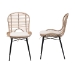 bali & pari Brenna Modern Bohemian Greywashed Rattan and Black Metal 2-Piece Dining Chair Set - Bianca-Light Grey Rattan-DC