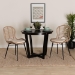 bali & pari Brenna Modern Bohemian Greywashed Rattan and Black Metal 2-Piece Dining Chair Set - Bianca-Light Grey Rattan-DC