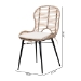 bali & pari Brenna Modern Bohemian Greywashed Rattan and Black Metal 2-Piece Dining Chair Set - Bianca-Light Grey Rattan-DC