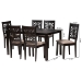 Baxton Studio Olympia Modern Beige Fabric and Espresso Brown Finished Wood 7-Piece Dining Set - RH386C-Sand/Dark Brown-7PC Dining Set