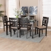 Baxton Studio Olympia Modern Beige Fabric and Espresso Brown Finished Wood 7-Piece Dining Set - RH386C-Sand/Dark Brown-7PC Dining Set