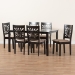 Baxton Studio Olympia Modern Beige Fabric and Espresso Brown Finished Wood 7-Piece Dining Set - RH386C-Sand/Dark Brown-7PC Dining Set