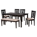 Baxton Studio Olympia Modern Beige Fabric and Espresso Brown Finished Wood 6-Piece Dining Set