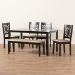 Baxton Studio Olympia Modern Beige Fabric and Espresso Brown Finished Wood 6-Piece Dining Set - RH386C-Sand/Dark Brown-6PC Dining Set