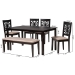 Baxton Studio Olympia Modern Beige Fabric and Espresso Brown Finished Wood 6-Piece Dining Set - RH386C-Sand/Dark Brown-6PC Dining Set