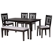 Baxton Studio Olympia Modern Grey Fabric and Espresso Brown Finished Wood 6-Piece Dining Set