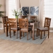 Baxton Studio Olympia Modern Grey Fabric and Walnut Brown Finished Wood 7-Piece Dining Set - RH386C-Grey/Walnut-7PC Dining Set