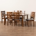 Baxton Studio Olympia Modern Grey Fabric and Walnut Brown Finished Wood 7-Piece Dining Set - RH386C-Grey/Walnut-7PC Dining Set