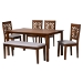 Baxton Studio Olympia Modern Grey Fabric and Walnut Brown Finished Wood 6-Piece Dining Set