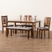 Baxton Studio Olympia Modern Grey Fabric and Walnut Brown Finished Wood 6-Piece Dining Set - RH386C-Grey/Walnut-6PC Dining Set