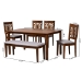 Baxton Studio Olympia Modern Grey Fabric and Walnut Brown Finished Wood 6-Piece Dining Set - RH386C-Grey/Walnut-6PC Dining Set