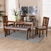 Baxton Studio Olympia Modern Grey Fabric and Walnut Brown Finished Wood 6-Piece Dining Set - RH386C-Grey/Walnut-6PC Dining Set