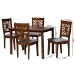 Baxton Studio Olympia Modern Grey Fabric and Walnut Brown Finished Wood 5-Piece Dining Set - RH386C-Grey/Walnut-5PC Dining Set