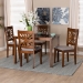 Baxton Studio Olympia Modern Grey Fabric and Walnut Brown Finished Wood 5-Piece Dining Set - RH386C-Grey/Walnut-5PC Dining Set