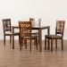 Baxton Studio Olympia Modern Grey Fabric and Walnut Brown Finished Wood 5-Piece Dining Set - RH386C-Grey/Walnut-5PC Dining Set