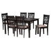 Baxton Studio Florencia Modern Beige Fabric and Espresso Brown Finished Wood 7-Piece Dining Set