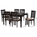 Baxton Studio Florencia Modern Beige Fabric and Espresso Brown Finished Wood 7-Piece Dining Set - RH388C-Sand/Dark Brown-7PC Dining Set