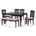 Baxton Studio Florencia Modern Beige Fabric and Espresso Brown Finished Wood 6-Piece Dining Set - RH388C-Sand/Dark Brown-6PC Dining Set