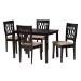 Baxton Studio Florencia Modern Beige Fabric and Espresso Brown Finished Wood 5-Piece Dining Set