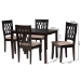 Baxton Studio Florencia Modern Beige Fabric and Espresso Brown Finished Wood 5-Piece Dining Set - RH388C-Sand/Dark Brown-5PC Dining Set
