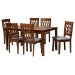 Baxton Studio Florencia Modern Grey Fabric and Walnut Brown Finished Wood 7-Piece Dining Set