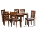 Baxton Studio Florencia Modern Grey Fabric and Walnut Brown Finished Wood 7-Piece Dining Set - RH388C-Grey/Walnut-7PC Dining Set