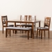 Baxton Studio Florencia Modern Grey Fabric and Walnut Brown Finished Wood 6-Piece Dining Set - RH388C-Grey/Walnut-6PC Dining Set