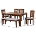 Baxton Studio Florencia Modern Grey Fabric and Walnut Brown Finished Wood 6-Piece Dining Set - RH388C-Grey/Walnut-6PC Dining Set