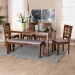 Baxton Studio Florencia Modern Grey Fabric and Walnut Brown Finished Wood 6-Piece Dining Set - RH388C-Grey/Walnut-6PC Dining Set