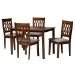 Baxton Studio Florencia Modern Grey Fabric and Walnut Brown Finished Wood 5-Piece Dining Set